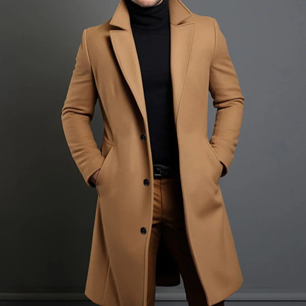 Cuno | Męski Długi Płaszcz Zimowy Men Coat Warschau Fashion Beżowy S