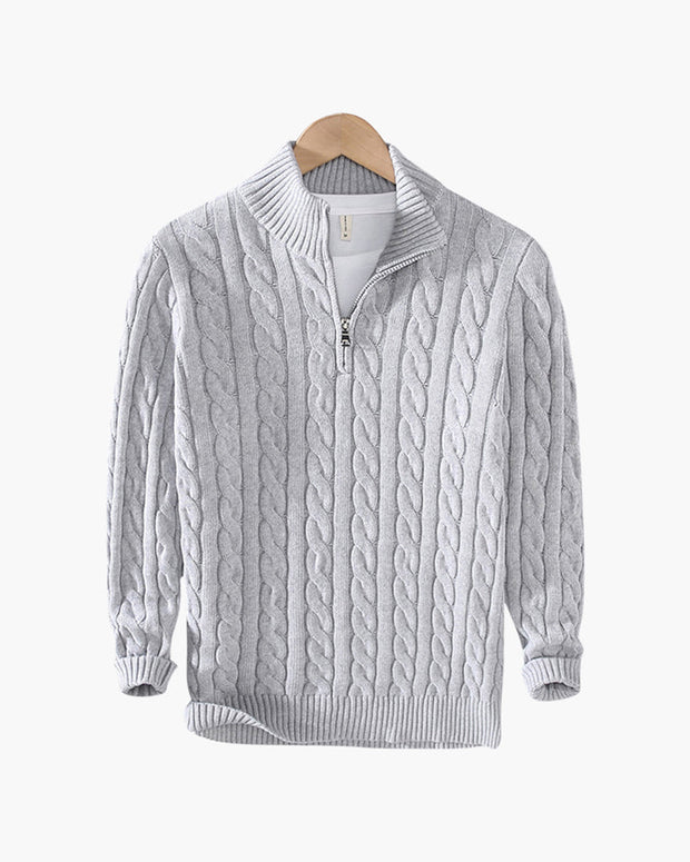 Sweter Verbier z pół zamkiem Warschau Fashion Szary S
