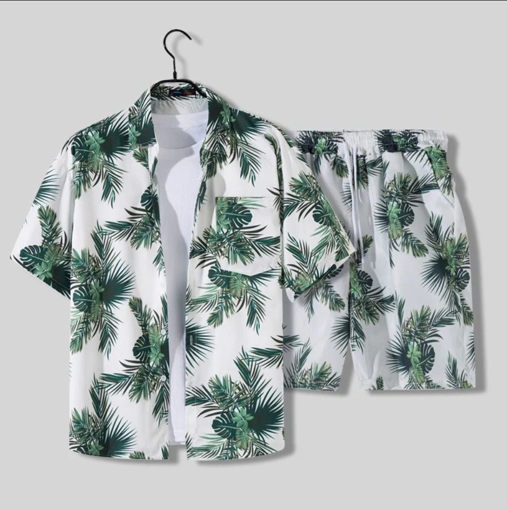 Stylowy męski zestaw w hawajskim klimacie