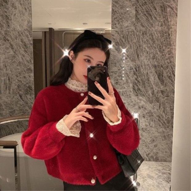 Alyce | Women's Cardigan Femme Cardigans Warschau Fashion Czerwony Jeden rozmiar