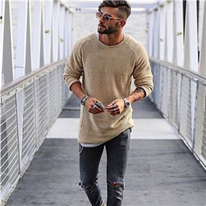 Declan | Elegancki długi sweter męski Men Sweaters Warschau Fashion Morelowy S