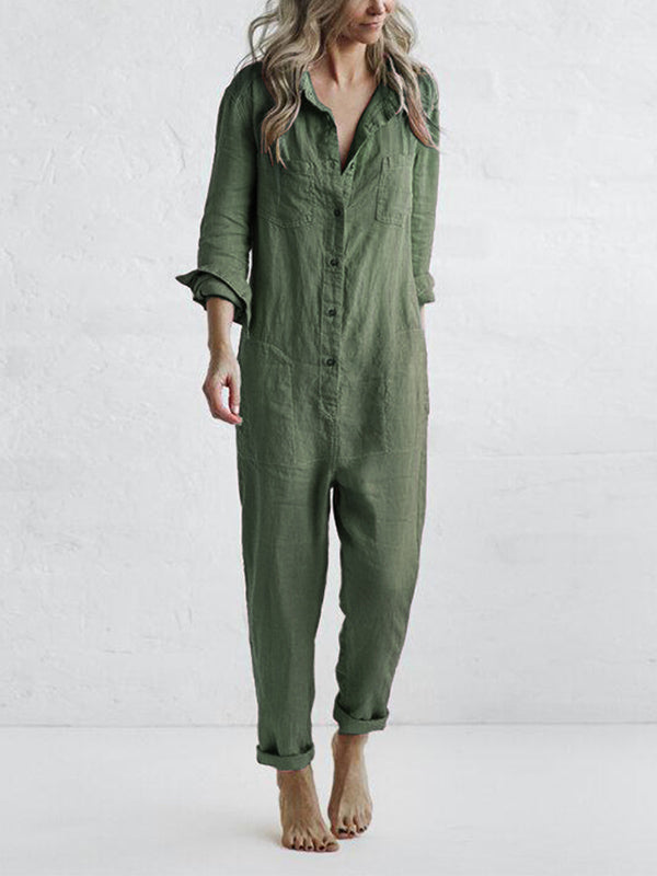 Nova | Casualis długorękawna Jumpsuit Women Warschau Fashion Zielony M-38