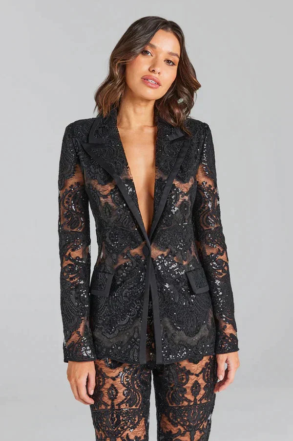 Marynarka z siatkowym dołem dla kobiet Women Set Warschau Fashion