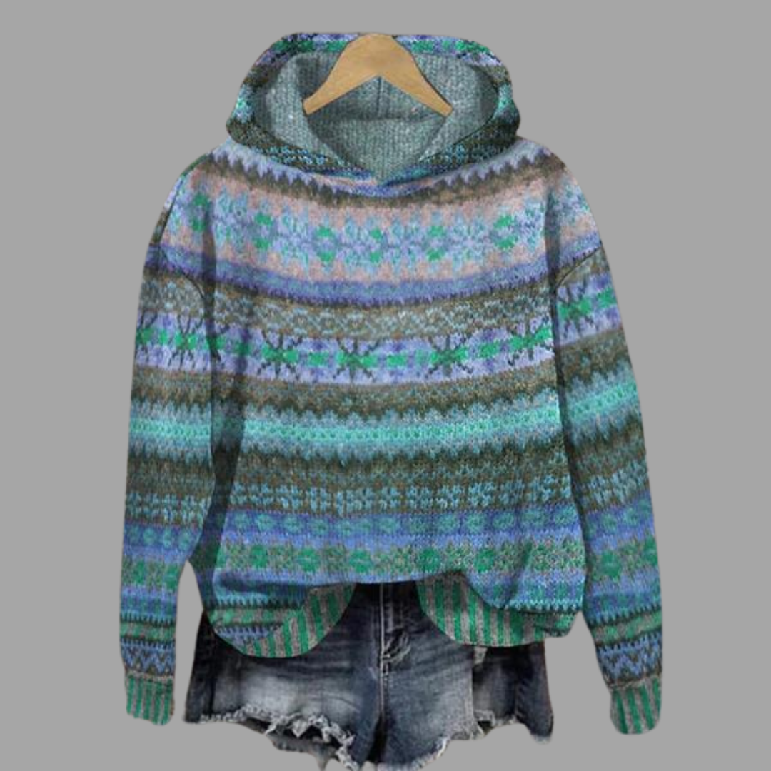 Aafke | Kobiecy Zimowy Hoodie z Kapturem | Ciepły i Komfortowy Women Hoodie Warschau Fashion Niebieski 2XS