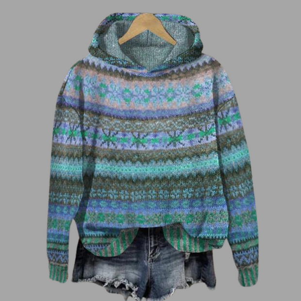 Aafke | Kobiecy Zimowy Hoodie z Kapturem | Ciepły i Komfortowy Women Hoodie Warschau Fashion Niebieski 2XS