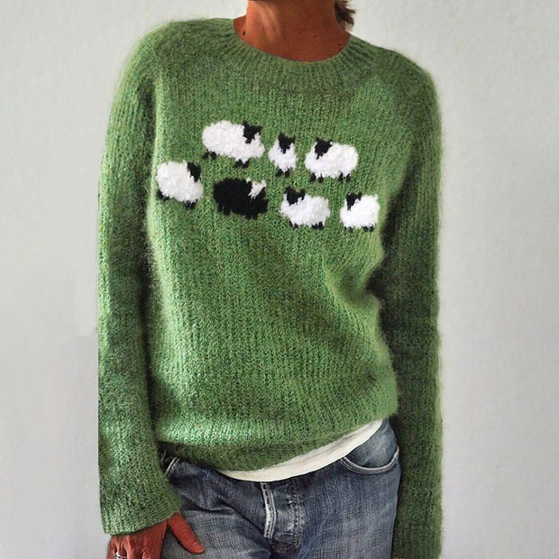 Zielona bluzka z długim rękawem z motywem graficznym Sweater Warschau Fashion Zielony S