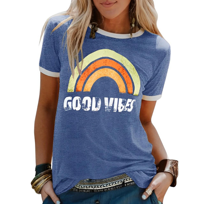 Kobieta T-Shirt z Okrągłym Dekoltem | Z Nadrukiem