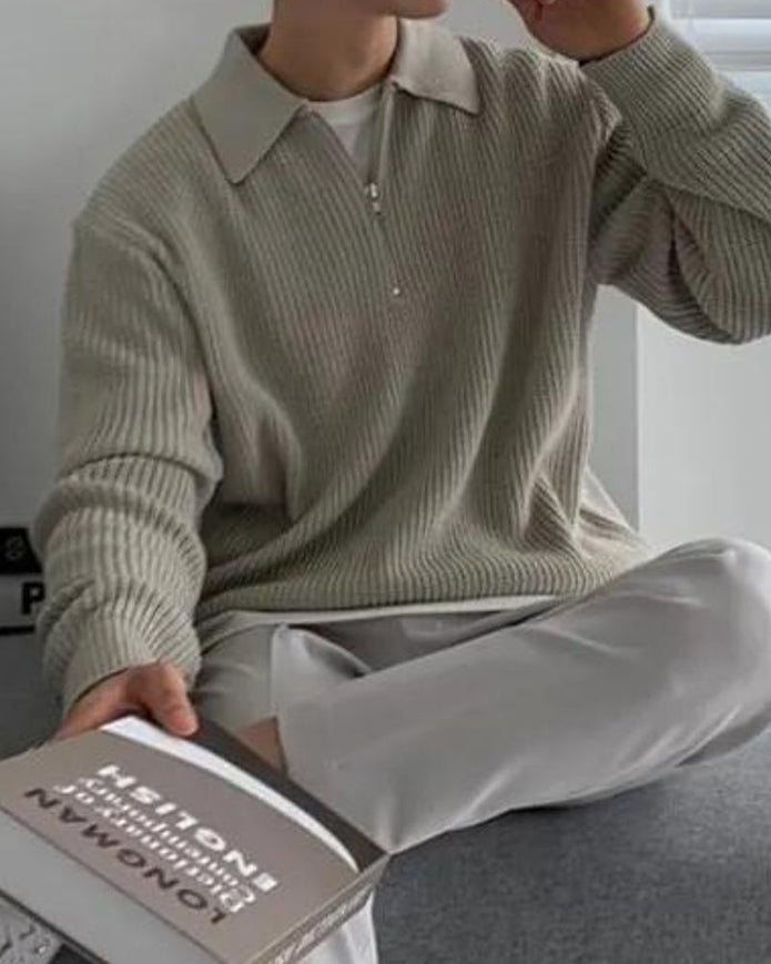 Sweter Cesare z zamkiem do połowy