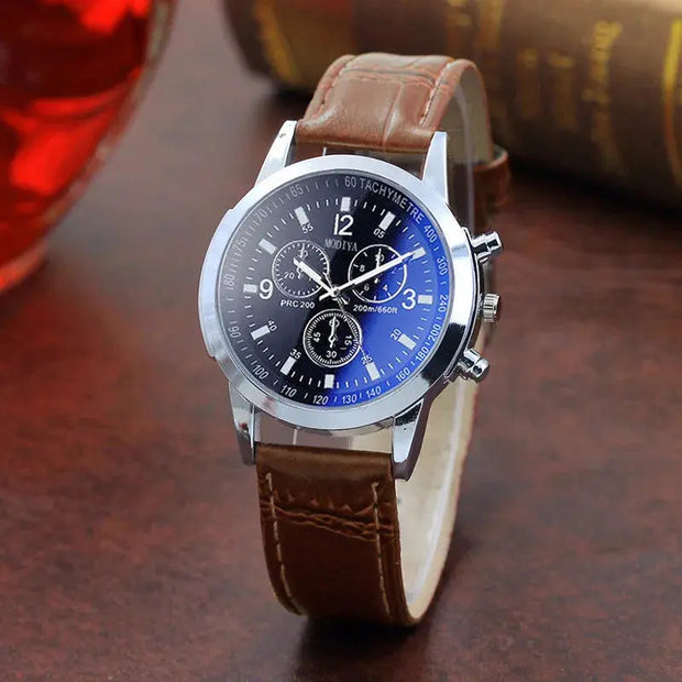 Elegancki i luksusowy męski zegarek na rękę Men Accessories Warschau Fashion Brązowy | Czarny