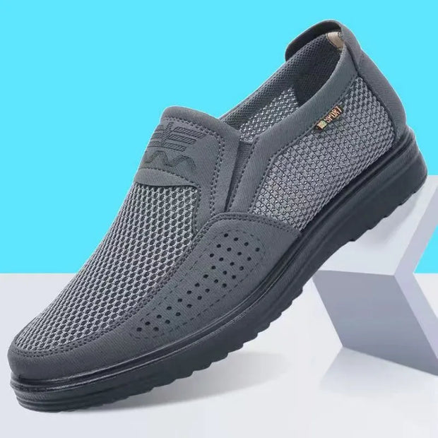 Przewiewne męskie skórzane loafersy Men Shoes Warschau Fashion Szary 39