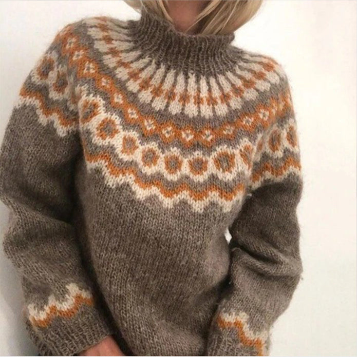 Linnea - Stylowy sweter na jesień i zimę Sweater Warschau Fashion Khaki S