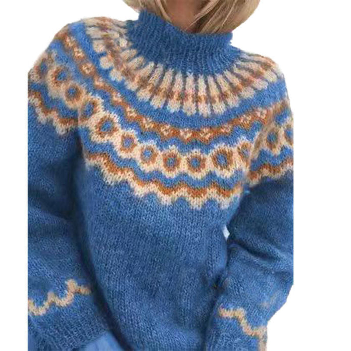 Linnea - Stylowy sweter na jesień i zimę Sweater Warschau Fashion Niebieski S