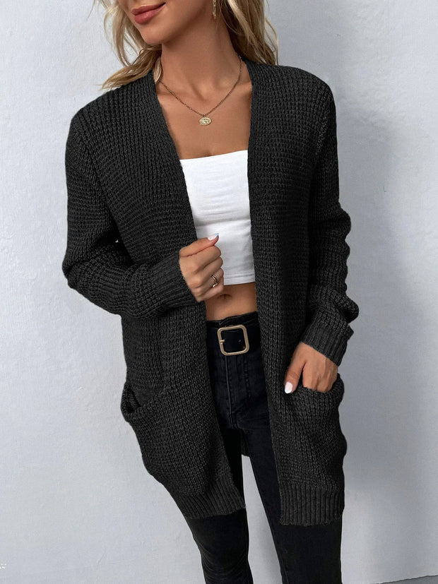 Alexandri | Damski sweter dzianinowy z długim rękawem Women Cardigans Warschau Fashion Czarny S