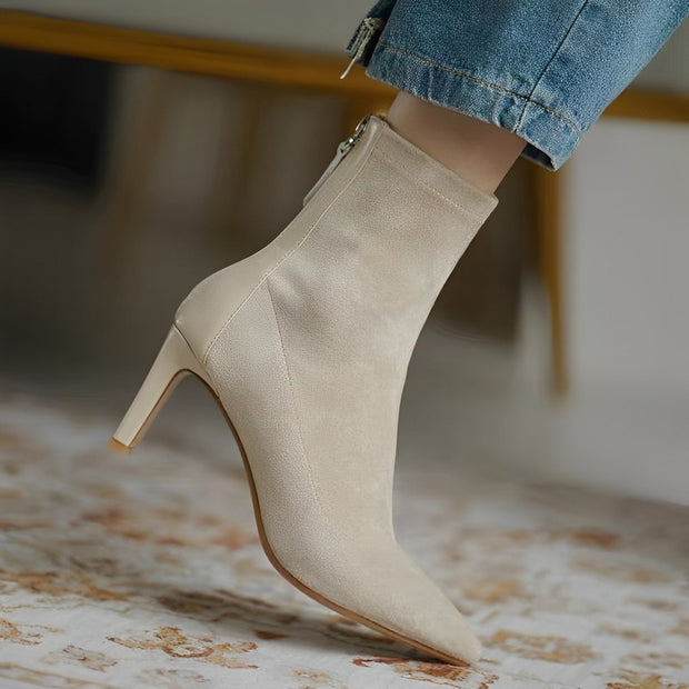 SEREEN | Buty Warschau Fashion Damskie Botki ze Smukłym Obcasem o Luksusowym Wyglądzie Ankle Boots Warschau Fashion Beżowy 34