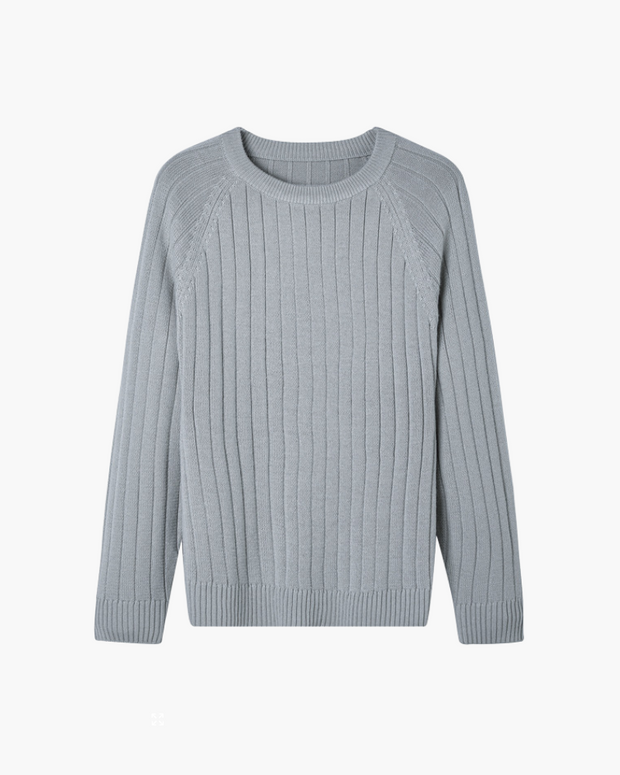 Sweter z 100% wełny premium Warschau Fashion Szary XS