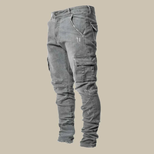 Męskie Dżinsy Cargo Denimax Pants Men Warschau Fashion Szary S