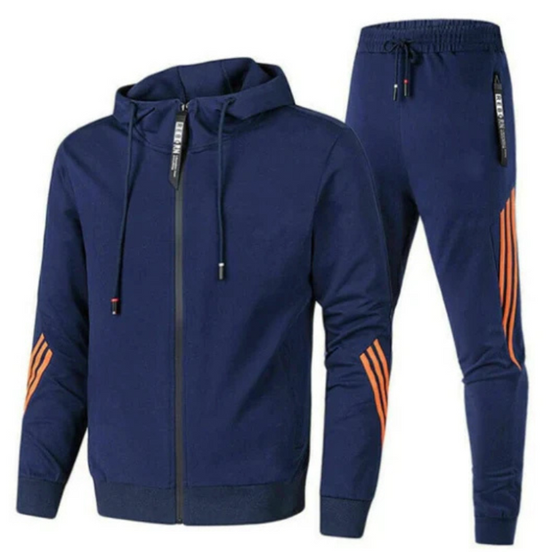 Sportowy męski zestaw dresowy w dwóch częściach Men Set Warschau Fashion Granatowy S