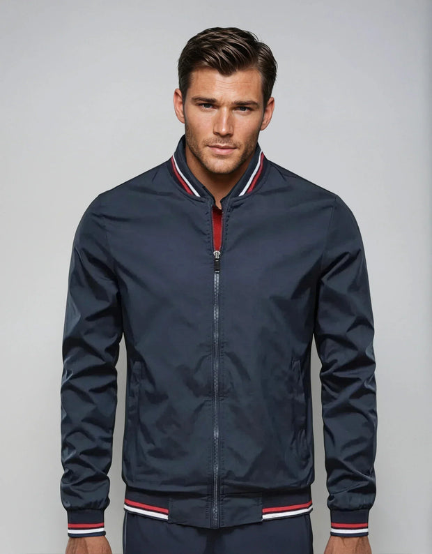 NIVARO - Elegancka Męska Kurtka Bomber Bomber Jackets Warschau Fashion Niebieski S
