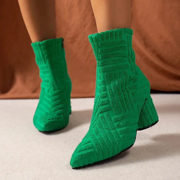VINA | Luksusowe Zamszowe Botki Damskie Warschau Fashion z Okrągłym Obcasem - Solidne, Eleganckie & Wygodne Warschau Fashion Zielony 36