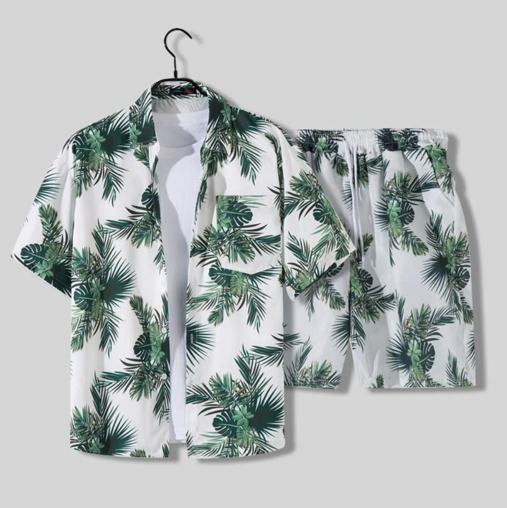 Stylowy męski zestaw w hawajskim klimacie