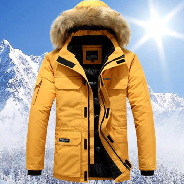 Berndia | Męska Elegancka Zimowa Parka | Ciepła i Stylowa Men Jackets Warschau Fashion Żółty S