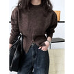LAURA | Swobodny Sweter Damski SplitZip - Wygodny & Elegancki Warschau Fashion Brązowy One size
