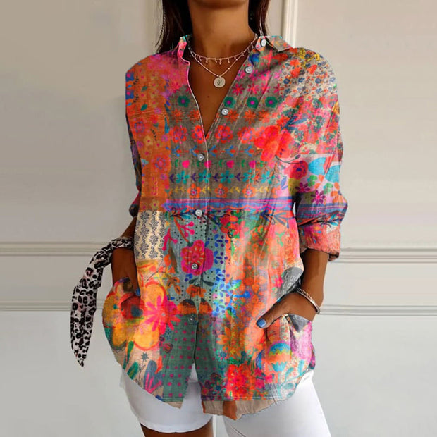 Anna - Stylowa bluzka w kwiaty Sweater Warschau Fashion Kolorowy S