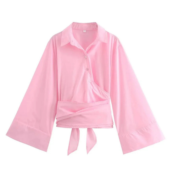 Elegancka Damska Koszula Kimono z Długim Rękawem