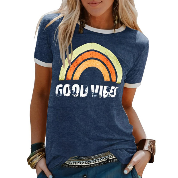Kobieta T-Shirt z Okrągłym Dekoltem | Z Nadrukiem