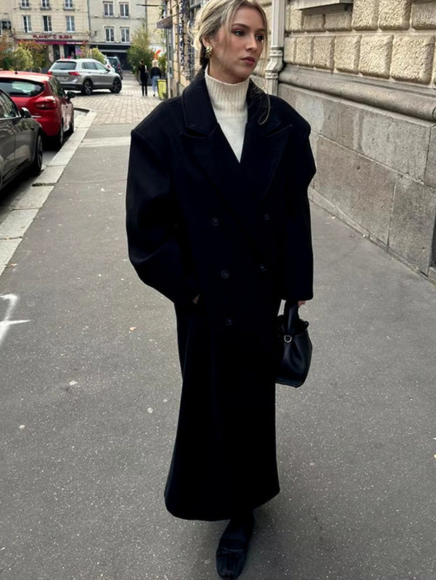 Stylowy Długi Płaszcz Wełniany | Saphira Trench Coat Women Warschau Fashion Czarny S