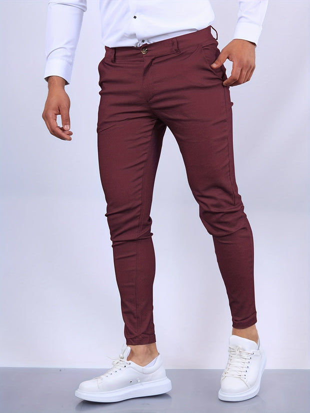 Arne | Męskie Spodnie Eleganciak Slim Fit Chinos Men Warschau Fashion Burgund Xxxl