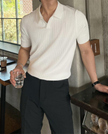 Elegańska Koszulka Polo w Prążki Polo T-shirt Warschau Fashion Biały S