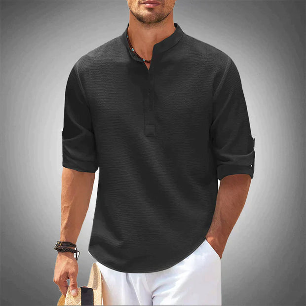 Męska koszula z półguzikami Men Shirt Warschau Fashion Czarny S