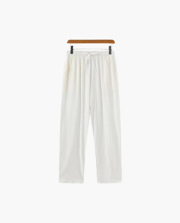 Santorini Lniane Spodnie Linato Pants Warschau Fashion Biały S