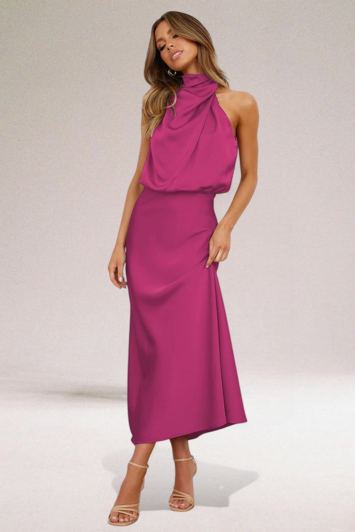 Flavia™ | Satynowa Halter Sukienka Glamour