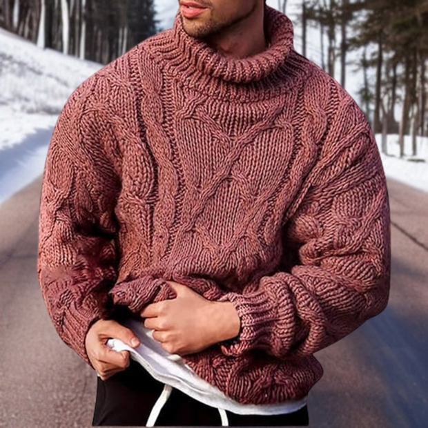 Lotharn | Męski wełniany sweter | Ciepły i komfortowy Men Sweaters Warschau Fashion Różowy S
