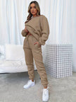 Komfortowy Zestaw Biegowy dla Kobiet Comfort Dames Jogging Set Ensemble Warschau Fashion Khaki S