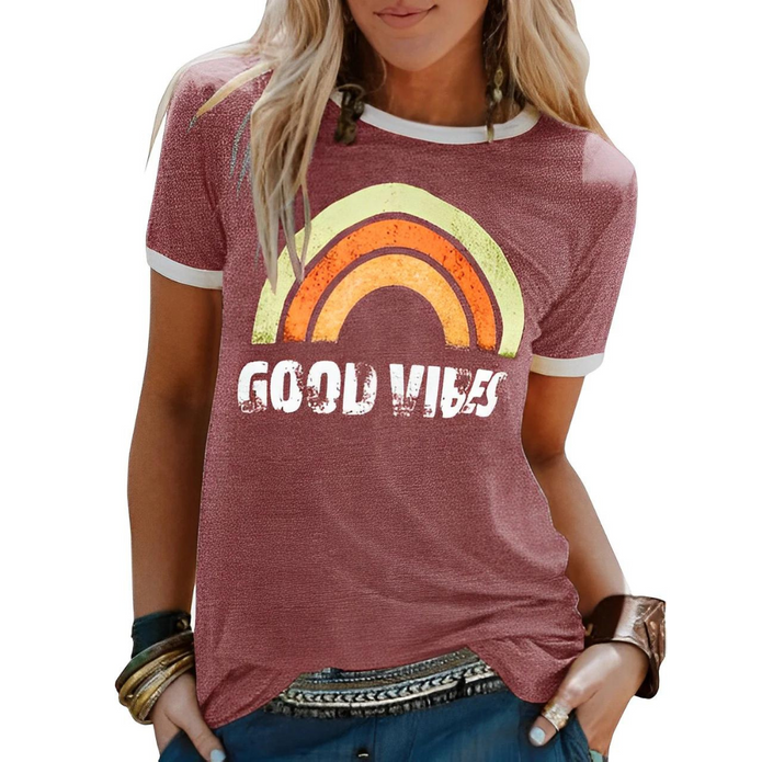 Kobieta T-Shirt z Okrągłym Dekoltem | Z Nadrukiem