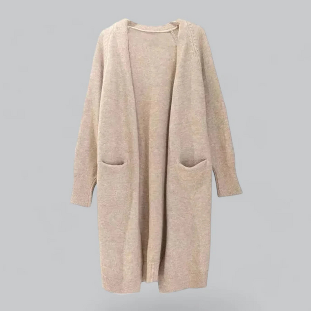 Damski Długi Sweter na Zimę - Ciepły i Stylowy Women Cardigans Warschau Fashion Khaki One Size