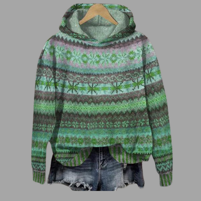 Aafke | Kobiecy Zimowy Hoodie z Kapturem | Ciepły i Komfortowy Women Hoodie Warschau Fashion Zielony 2XS