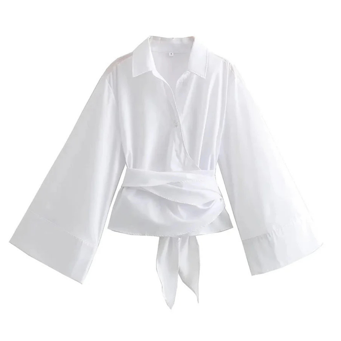 Elegancka Damska Koszula Kimono z Długim Rękawem