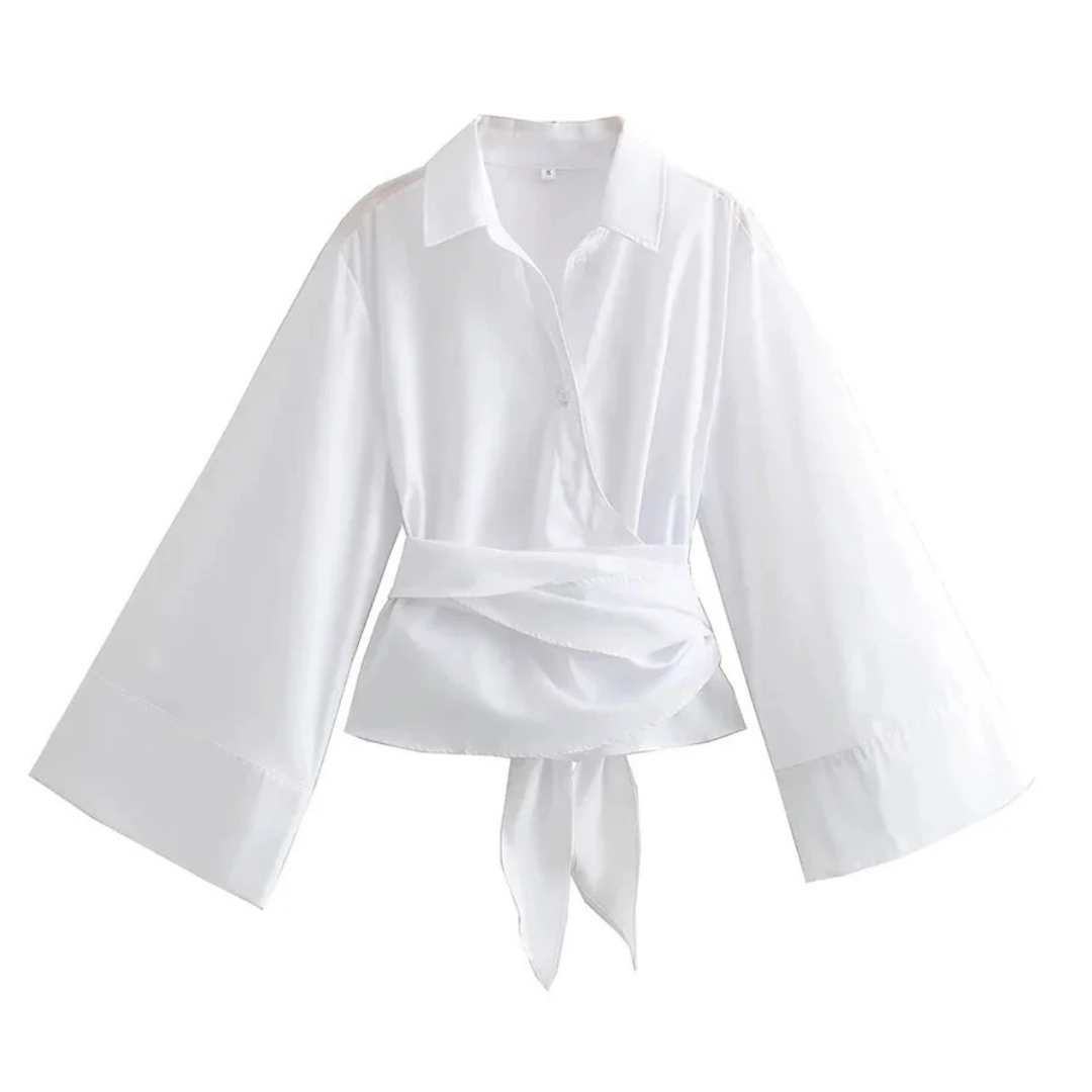 Elegancka Damska Koszula Kimono z Długim Rękawem