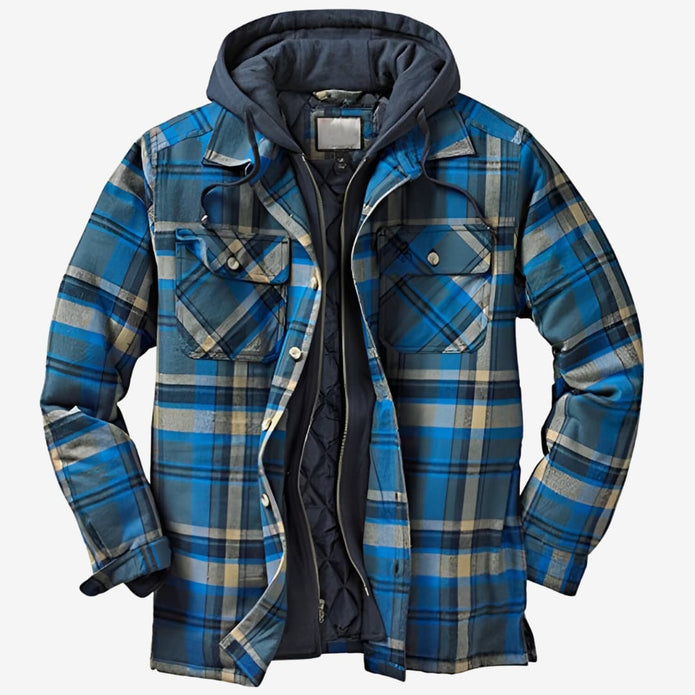 JASPER | Stylowy Płaszcz z Kapturem Jacket Warschau Fashion Niebieski S