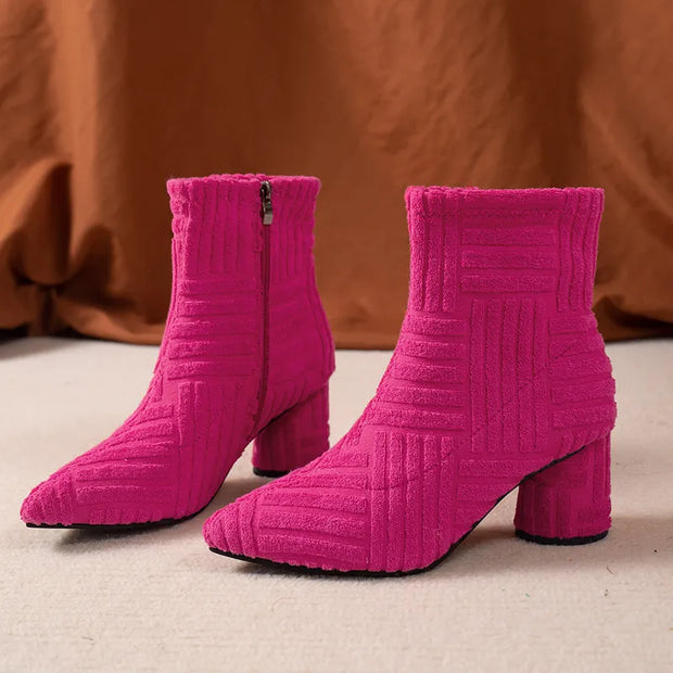 VINA | Luksusowe Zamszowe Botki Damskie Warschau Fashion z Okrągłym Obcasem - Solidne, Eleganckie & Wygodne Warschau Fashion Różowy 36