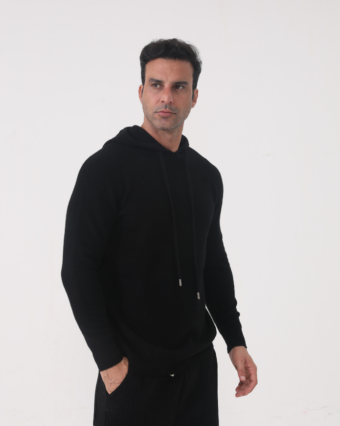 100% Kaszmirowa Hoodie z Kapturem