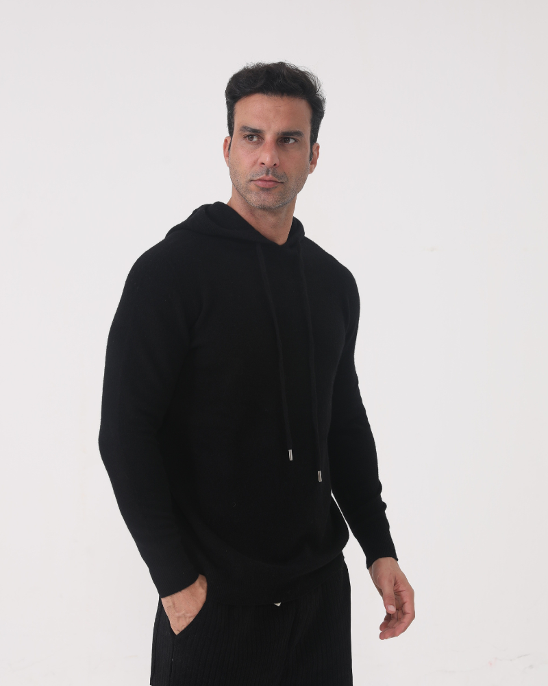 100% Kaszmirowa Hoodie z Kapturem