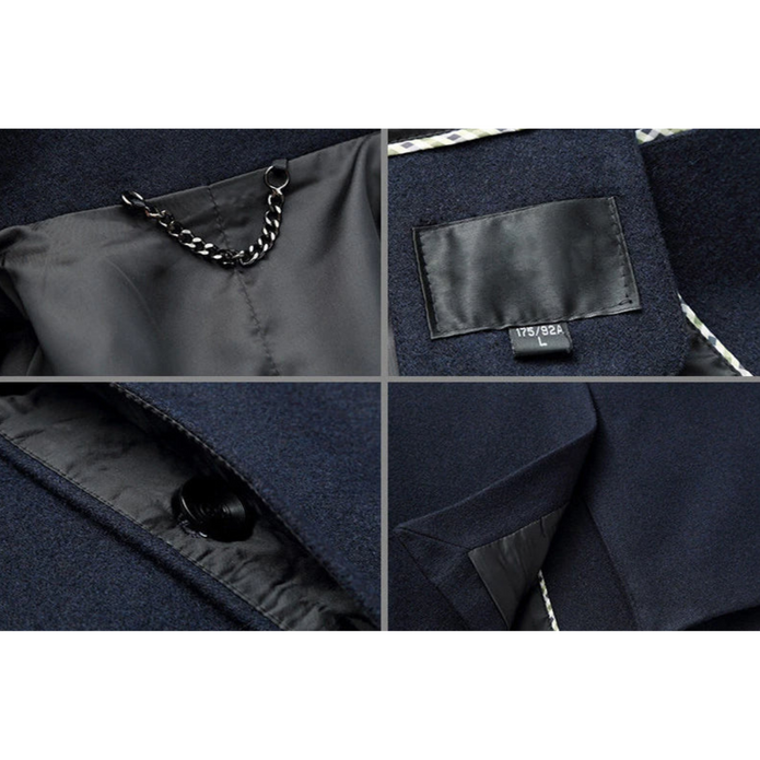 Męski Długi Zimowy Trench Płaszcz z Długim Rękawem Men Coat Warschau Fashion