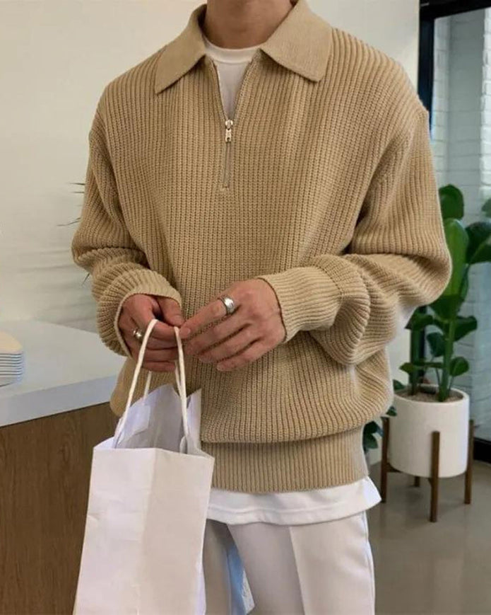 Sweter Cesare z zamkiem do połowy