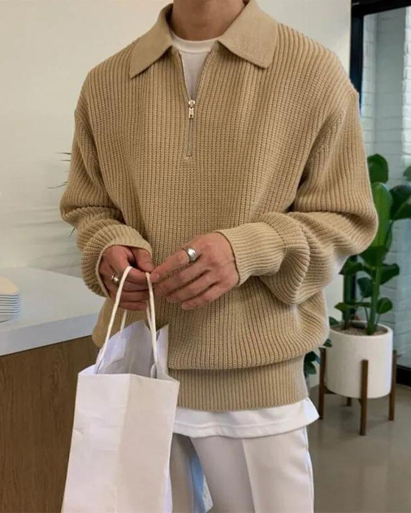 Sweter Cesare z zamkiem do połowy