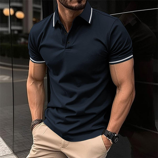 Męska koszulka polo z krótkim rękawem Men Shirts Warschau Fashion Granatowy S